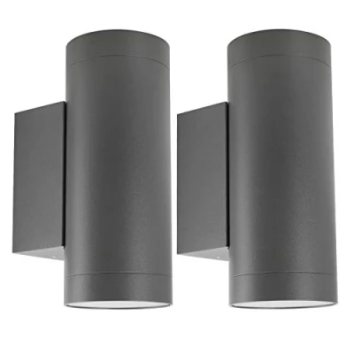 Image of Klighten 2 pcs Outdoor Wall Light IP65 Up Down Indoor Lighting Modern Aluminum Lamp for Garden Entrance Corridor Courtyard, Socket GU10, Bulb not Included, Dark Gray