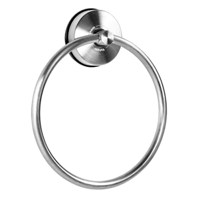 Image of YOHOM Suction Towel Ring Hand Holder Bathroom Stainless Steel Sucker No Drill Vacuum Round Rail Shower Rack Cup Dish Hanger Kitchen Brushed Silver