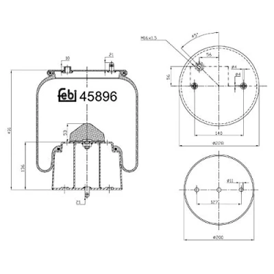 Image of 1726246 Boot, air suspension FEBI BILSTEIN 45896 non steered leading axle