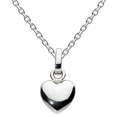Image of Dew Sterling Silver Puff Heart Necklace of Length 45.7 cm