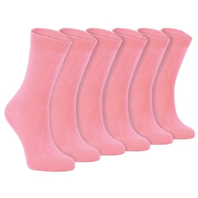 Image of Sock Snob 6 Pairs of Ladies Thin Plain Coloured Cotton Rich Ankle Socks 4 7 uk (4 uk, PL30 Purple) Rose)