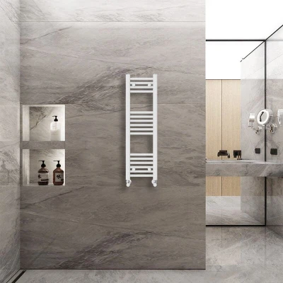 Image of Warmehaus Straight Heated Towel Rail Radiator Ladder White 1000x300mm Central Heating Radiators for Bathroom Kitchen