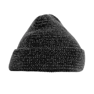 Image of Beechfield Unisex Styling Reflective Beanie Cuffed Design Black