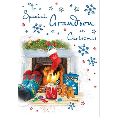 Image of Piccadilly Greetings Regal Publishing Traditional Christmas Card Grandson 9 x 6 inches