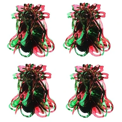 Image of Foil Ceiling Decorations Green/Red Christmas 2 Tone Set 4 30cm Bells