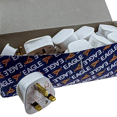 Image of kenable [20 Pack] Rewireable 3 Pin UK Mains Plug Fitted with 3A Amp Fuse White [3A 20