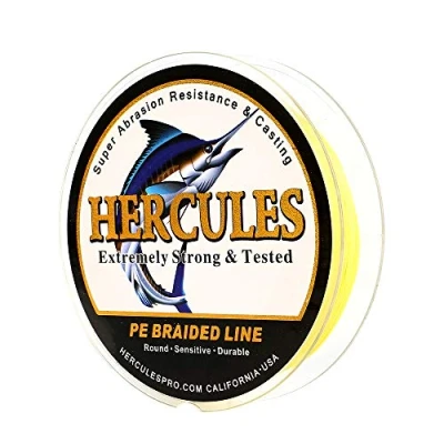 Image of Hercules Super Cast 100M 109 Yards Braided Fishing Line 90 LB Test for Saltwater Freshwater PE Braid Fish Lines Superline 8 Strands Yellow, 90LB (40.8KG), 0.50MM