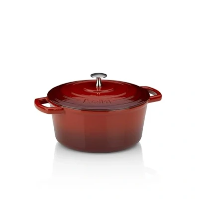 Image of kela 11941 Roaster with Lid, Cast iron, Enamel coating, Conserves heat, Suitable for induction, 4 L, Red, Round, Calido