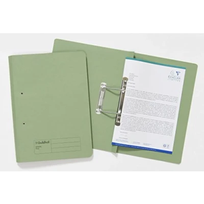Image of Exacompta Ref 346 GRNZ Guildhall Document Spiral Files, 285gsm Medium Weight Spring Manilla, 355x250mm, Metal Mechanism, Blue Angel Certified Green, Pack of 25
