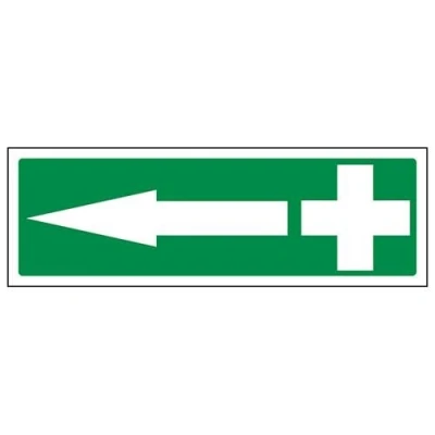 Image of V Safety First Aid Arrow Left Sign 300mm x 100mm 1mm Rigid Plastic