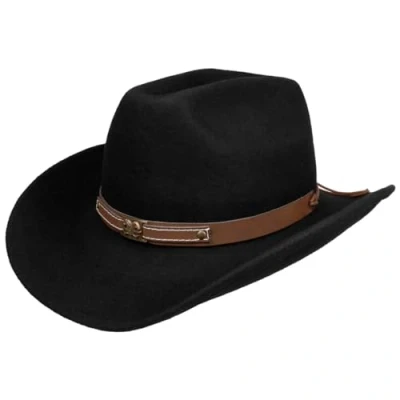 Image of Lipodo Horses Cowboy Hat Men Made in Italy Felt Wool Winter Autumn 60 cm Black