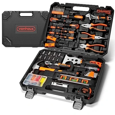 Image of VonHaus Tool Kit Ultimate 120 pcs Box Includes Hand Tools, LED Torch, Hex Keys, 3m Tape Measure &amp; More Comprehensive DIY Kits for Home, Perfect Beginners Carry Case