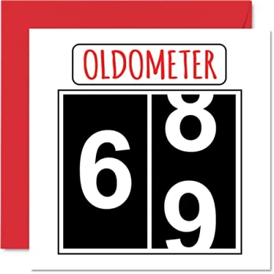 Image of Fun 69th Birthday Cards for Men Woman Oldometer Happy Card Dad Mum Grandad Nanny Grandma Gran Uncle Auntie Cousin, 145mm x Greeting Cards,