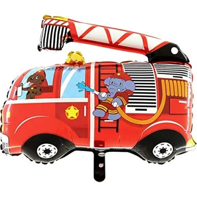 Image of Toyland® 75cm (30&quot;) Fire Engine with Fireman Foil Balloon Children&#039;s Party Decoration