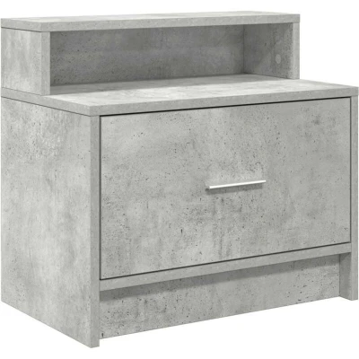 Image of vidaXL Bedside Cabinet Concrete Grey Modern Nightstand with Drawer &amp; Storage 51x31x47 cm Engineered Wood
