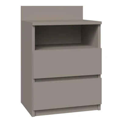 Image of CDF M1 Malwa Bedside Table Colour: Clay (Grey) Ideal for Bedrooms, Children&#039;s Rooms, Teenagers Easy Assembly Two Spacious Drawers Handle Free