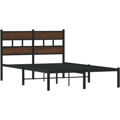 Image of vidaXL Bed Frame without Mattress with Headboard Brown Oak 120x190 cm Small Double