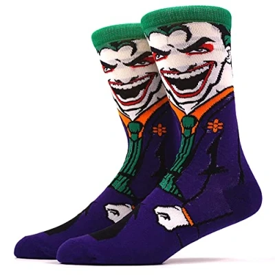 Image of EZB Superhero Villain Character Film Crew Socks Gift Idea for Men &amp; Women Size 5 10 The Joker