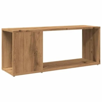 Image of vidaXL tv cabinet artisan oak finish 80x24x32cm engineered wood media console with storage for living room furniture