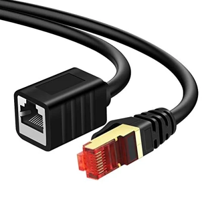 Image of Yeung Qee Ethernet Extension Cable 0.5m, Shielded Network Cat7 Extender Adapter RJ45 Cords Male to Female Connector (50CM)