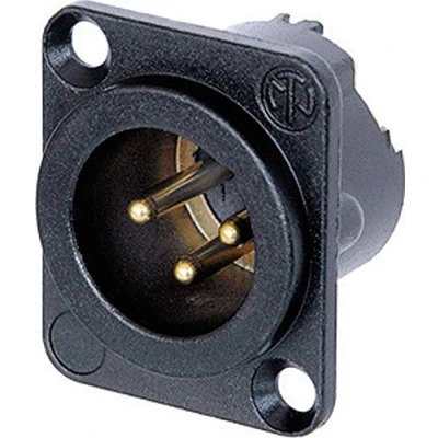 Image of Neutrik Male 3 Pin XLR Chassis Panel Mount Connector, Gold Contacts