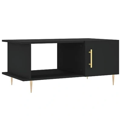 Image of vidaXL Engineered Wood Coffee Table with Storage Compartment Stylish Black Rectangular for Living Room Decor