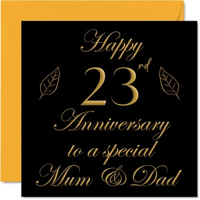 Image of Special 23rd Anniversary Card for Dad Mum Parents &amp; Happy 23 Wedding Cards from Son Daughter Family, 145mm x Greeting Twenty Third Anniversaries