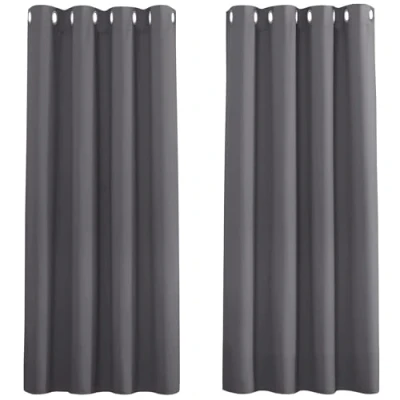 Image of PONY DANCE Grey Blackout Curtains for Bedroom 54 Inch Drop Eyelet Thermal &amp; Drapes Short Window Treatment Living Room/Kitchen, 2 Panels, W46 X L54, Gray