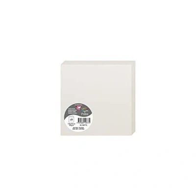 Image of Clairefontaine Ref 12877C Pollen Folded Card (Pack of 25 Sheets) 135 x 135mm Sized, 210gsm Card, Inkjet &amp; Laser Printer Compatible, Acid Free Pearl Grey