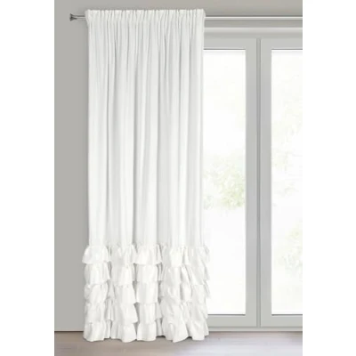 Image of Eurofirany Carli Velvet Curtain with Ruffle, Ruffle Tape, 1 Piece, Opaque, Blackout, Exclusive for Living Room, Bedroom, 140 x 250 cm, White