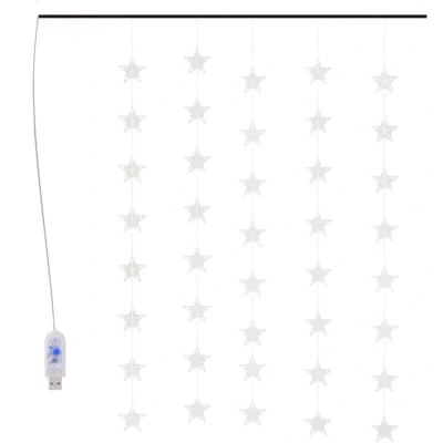 Image of vidaXL LED Star Curtain Fairy Lights 200 Cold White 8 Function