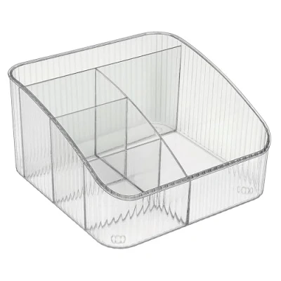 Image of JessLab Makeup Organizer, PET Skincare Organizer with 5 Compartment Cosmetic Storage for Desk Wardrobe Bathroom Vanity Countertop, Transparent