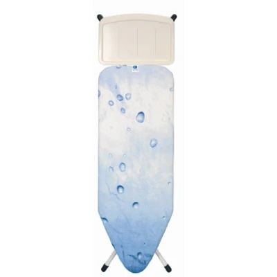 Image of Brabantia Ironing Board C XL Iron Rest Adjustable in Height Non Slip Rubber Feet Cotton Cover with Foam Layer Foldable Unit Ice Water 124 x 45cm
