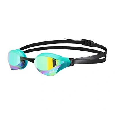 Image of Arena Unisex Cobra Core Swipe Anti Fog Racing Swim Goggles for Men and Women Polycarbonate Mirror Lens, Emerald Peacock