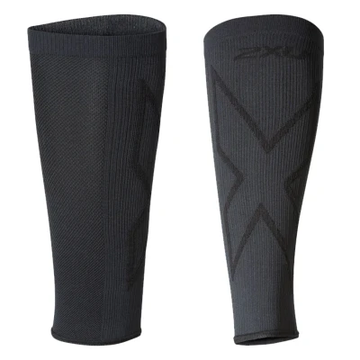 Image of 2Xu Mens Compression Unisex Titanium/Black Calf Sleeves Size X Small