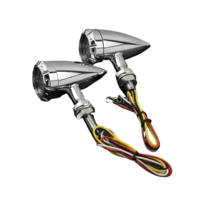 Image of Motorbike Turn Indicator For Ha&amp;rley Chopper Cruiser Bobber Cafe Motorcycle Black/Chrome Bullet LED Signal Light Brake Lamp Running Blink