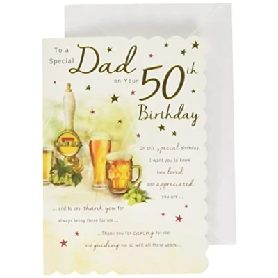 Image of Piccadilly Greetings STUNNING TOP RANGE BEAUTIFULLY WORDED DAD FIFTY 50TH BIRTHDAY GREETING CARD