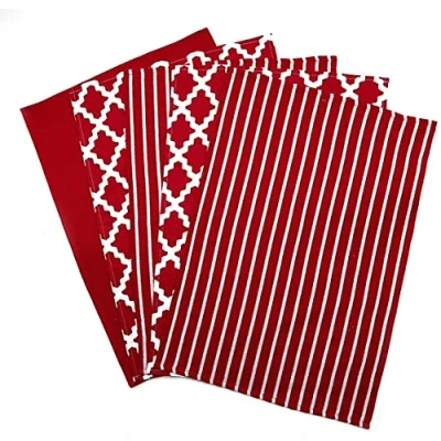 Image of Penguin Home Premium 100% Pure Cotton Tea Towel for Kitchen, Set of 5 Kitchen Towels, Soft &amp; Durable Cloths Set, Machine Washable, 65 x 45 cm Colour Red