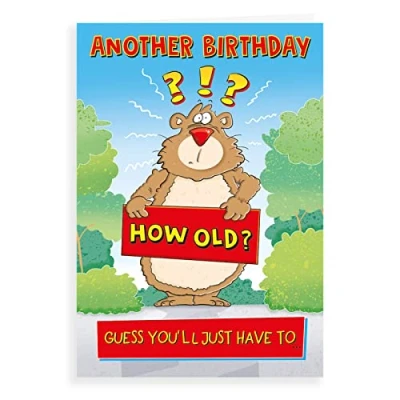 Image of Regal Publishing Humour Funny Birthday Card Bear how old 7 x 5 inches
