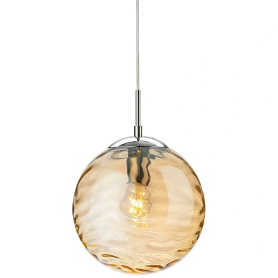 Image of Mercury Globe Pendant Light Chrome with Amber Glass