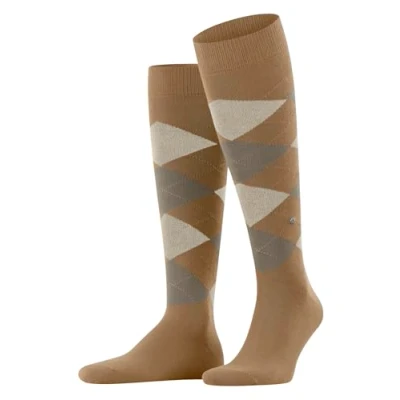Image of Burlington Men&#039;s King M KH Cotton Long Patterned 1 Pair Knee High Socks, Brown (Beige Melange 5155), 6.5 11