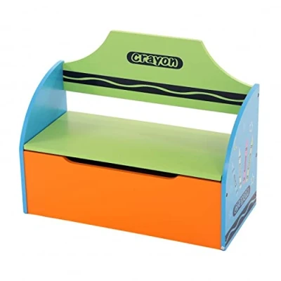 Image of Oypla Childrens Wooden Crayon Toy Storage Unit Box Bench Seat