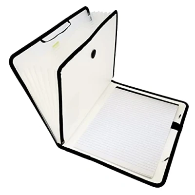 Image of D.RECT File Set with Expandable and Portable Briefcase Sorter for Documents Button Closure 7 Compartments A4 White