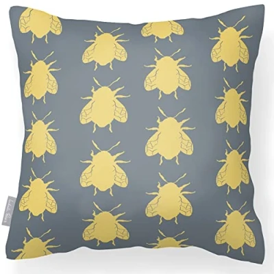 Image of Izabela Peters Outdoor Cushions Waterproof, 43 cm, Filled Cushion, Bees Grey, Garden Furniture Cushions, Seat Chair
