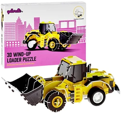 Image of qollorette Wind Up Toy Vehicle, Assemble 3D Puzzle Loader Construction Truck Kids Learning Educational Building Mini Pull Back for Children Boys &amp; Girls