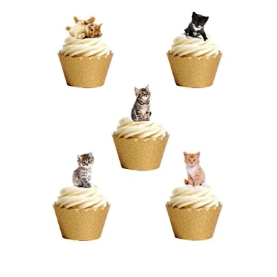 Image of Top That 36 Stand Up Premium EDIBLE Wafer Paper Cute Kittens Cats Cake Toppers Decorations
