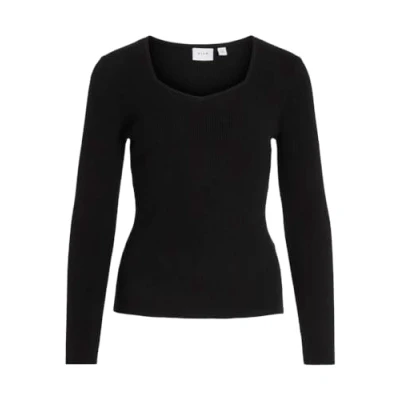 Image of Vila Women&#039;s Vimaxinia L/S Square Neck Knit Top Jumper, Black, L