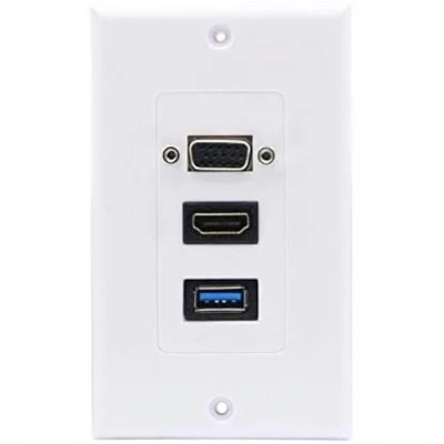 Image of HDMI USB 3.0 VGA Wall Plate, Halokny 1 Port Female + USB3.0 Component Composite Audio Video Face Plate Panel (1 HDMI+1 VGA+1 3.0)