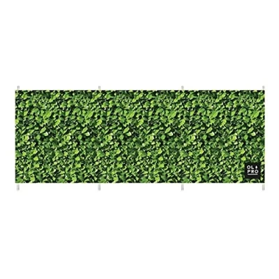 Image of OLPRO Outdoor Leisure Products Steel Compact Windbreaks 4 Pole Patterned Windbreak 4.8m Long (Laurel Hedge)