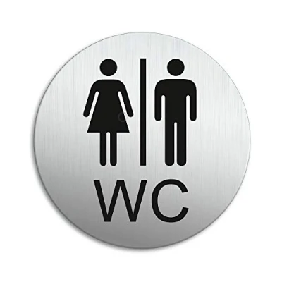 Image of Toilet Sign WC Men Women 100 mm diameter self adhesive